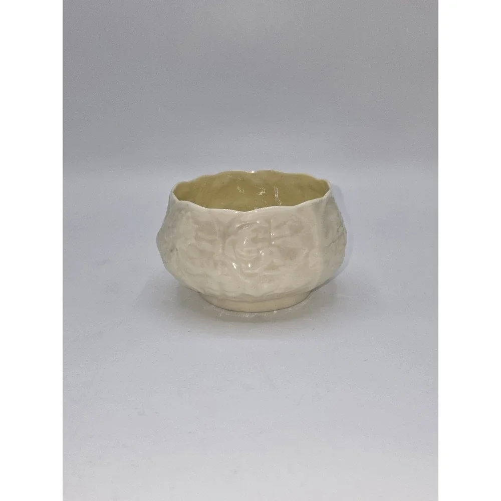 Belleek Ireland Third Period Grapevine Open Sugar Bowl Ivory Porcelain 1926–1946